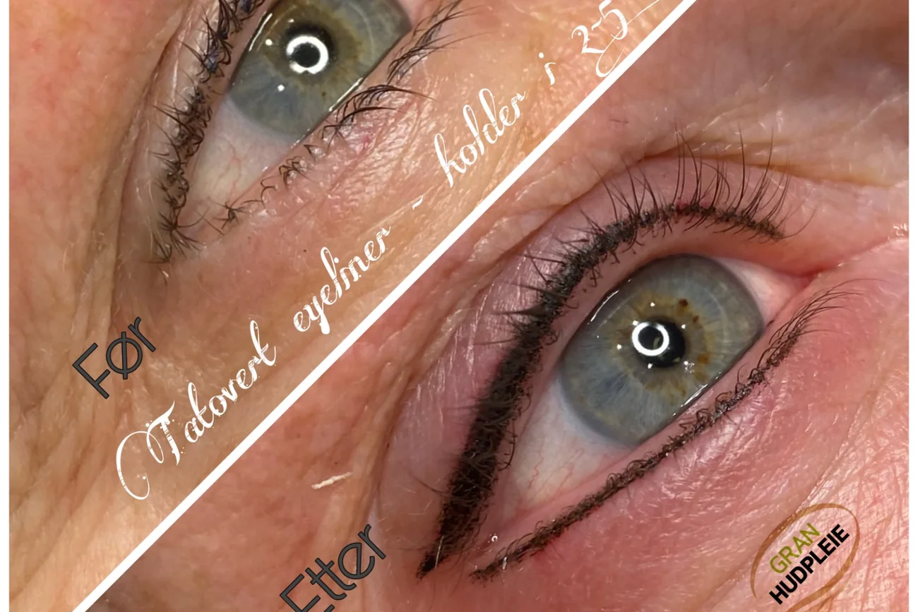Tatovert eyeliner før og etter